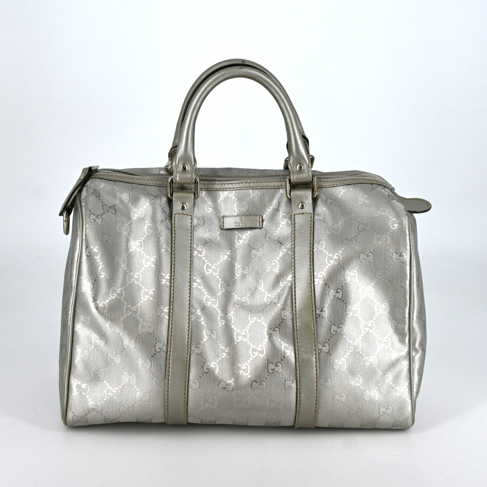 Gucci Silver Top Handle Bag Logo GG Imprime Small Joy Boston